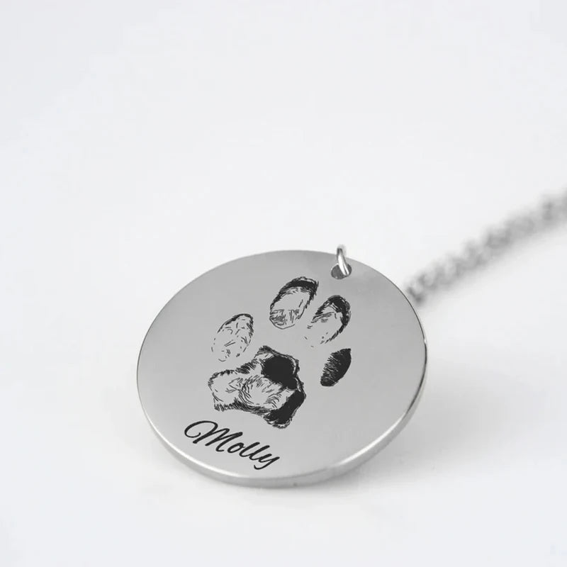 Paw Print Necklace with Custom Name