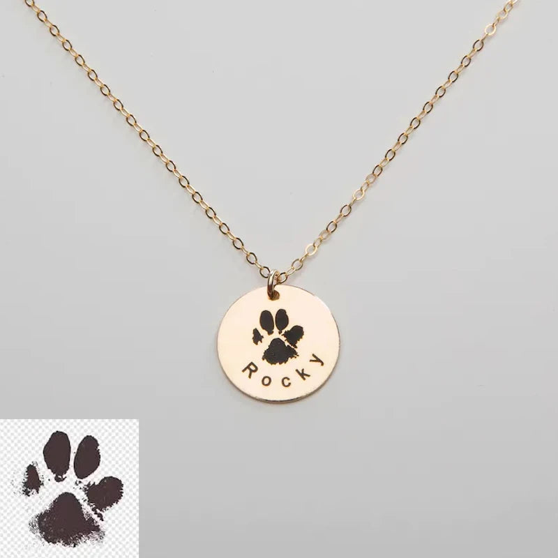 Paw Print Necklace with Custom Name