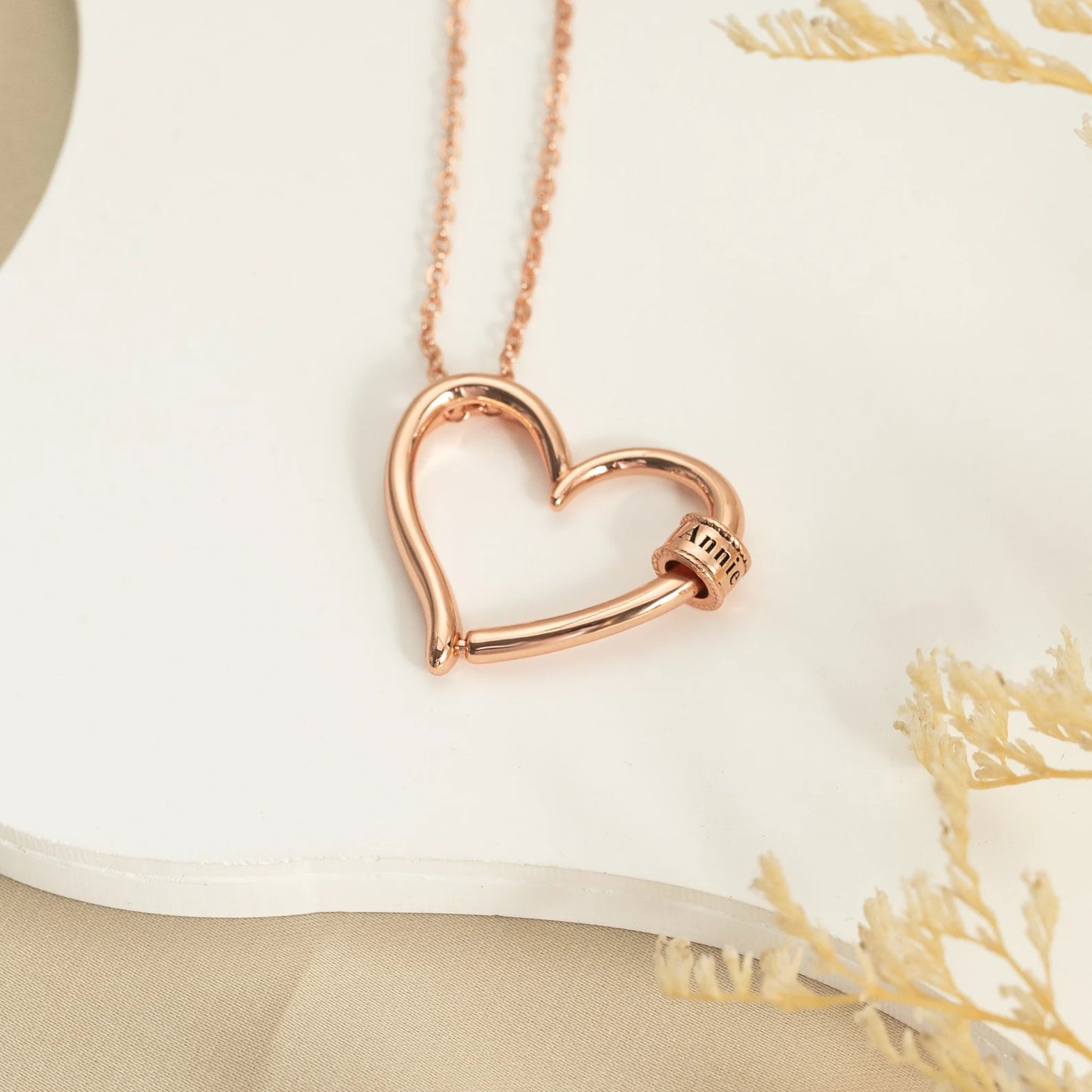 Mom Heart Necklace with Engraved Kids Names