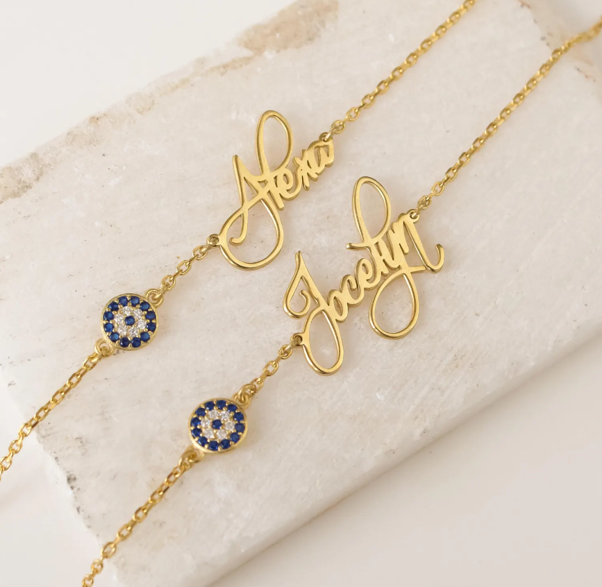 Personalized Evil Eye Name Bracelet