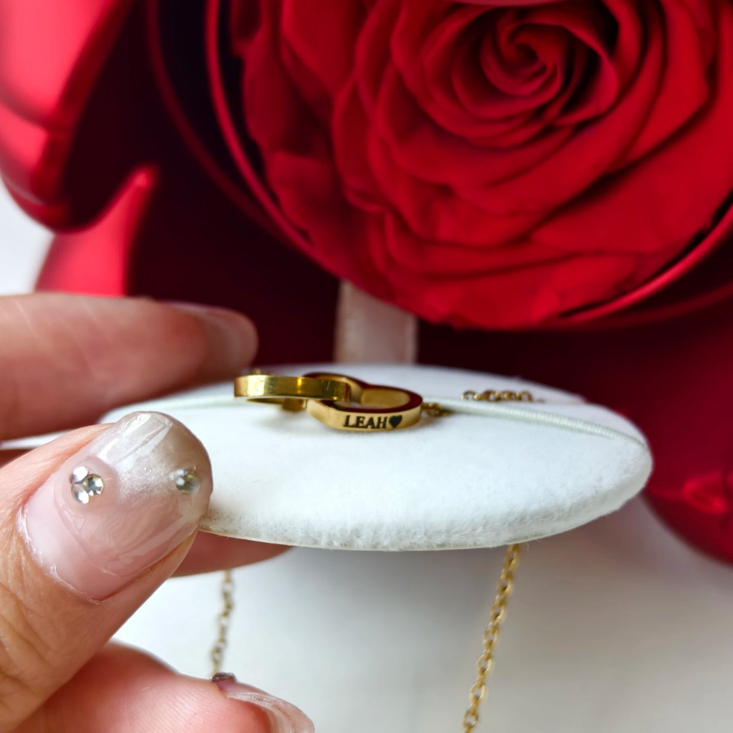 Customized Round Necklace with Teddy Bear Gift Box