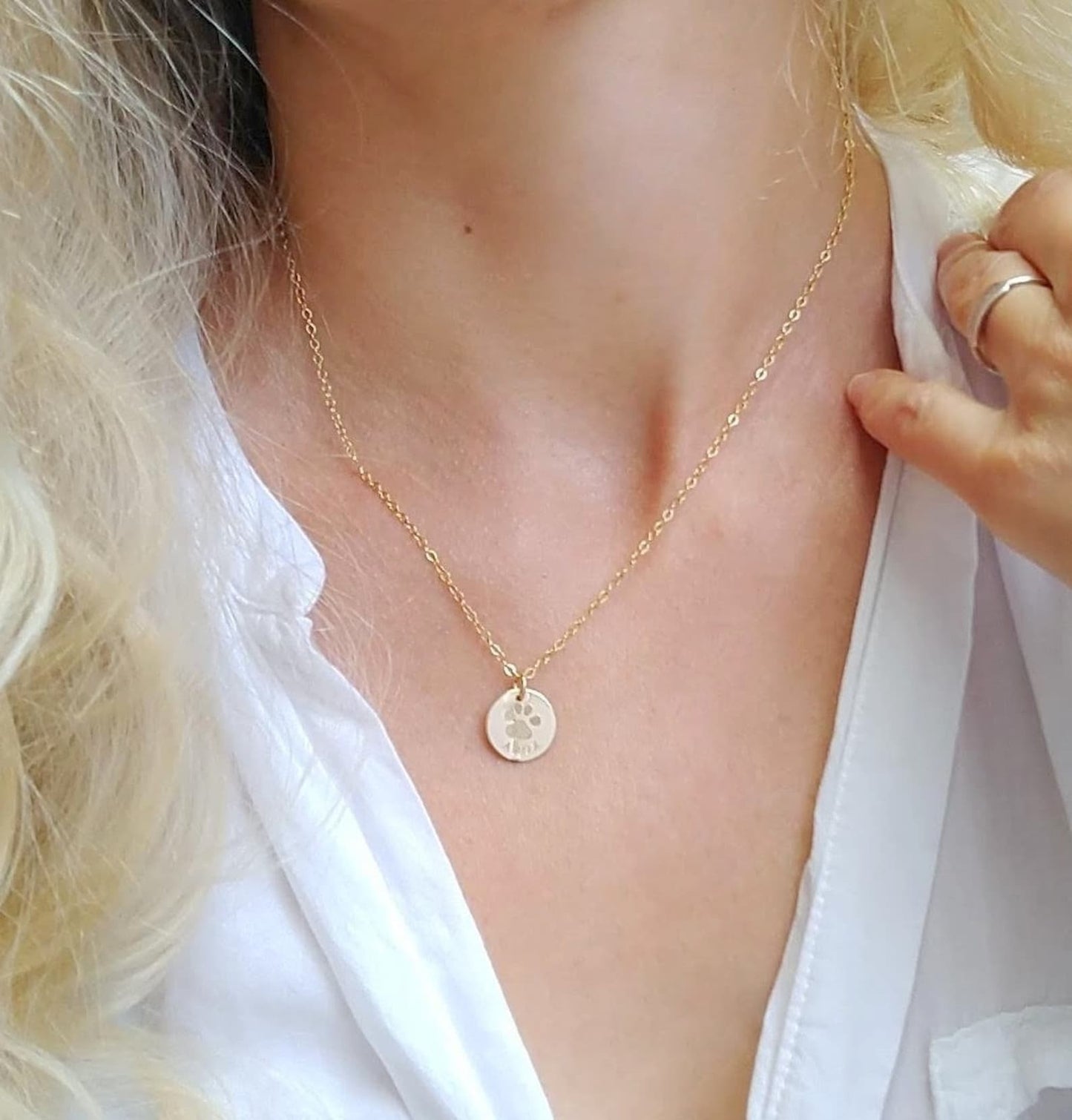 Paw Print Necklace with Custom Name