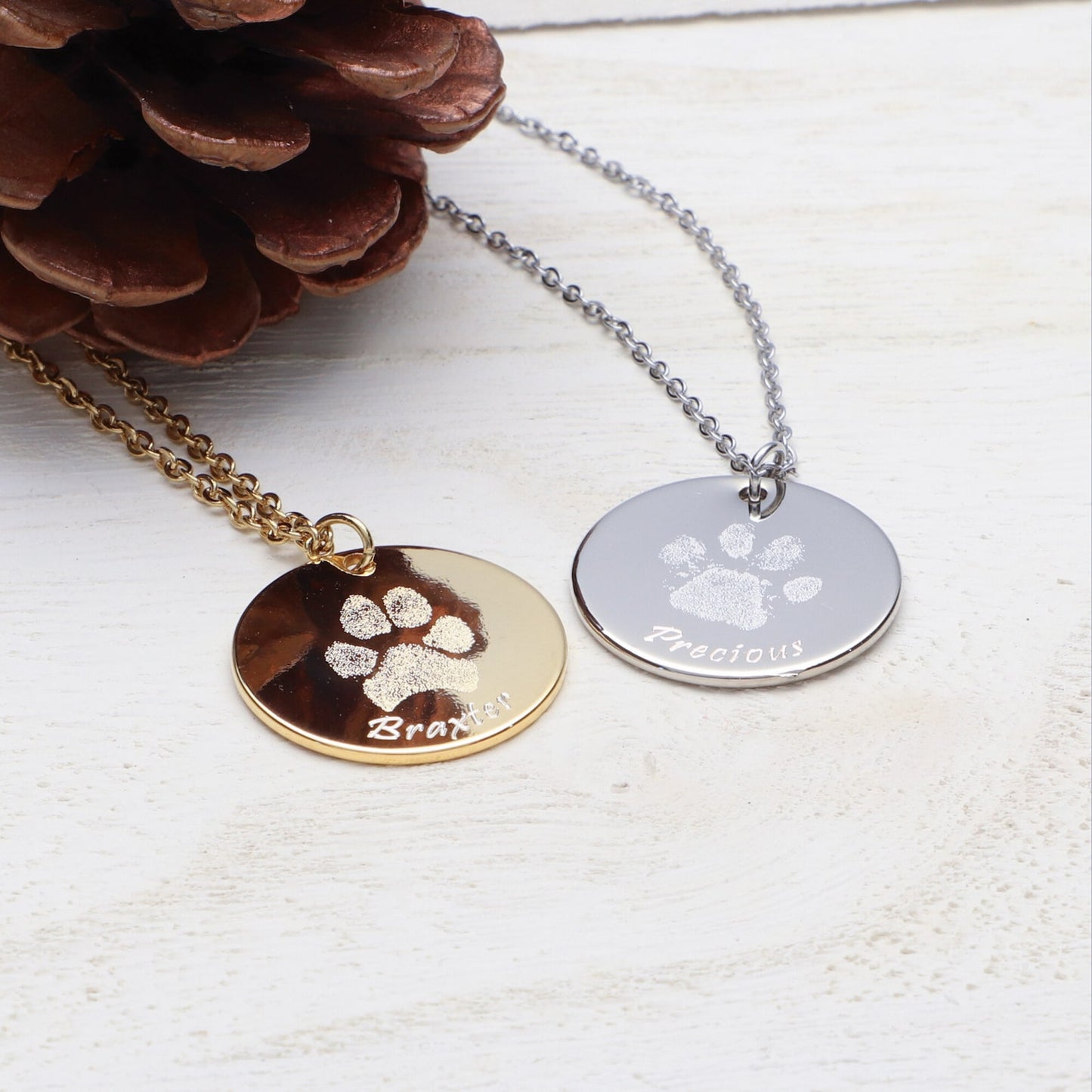 Paw Print Necklace with Custom Name