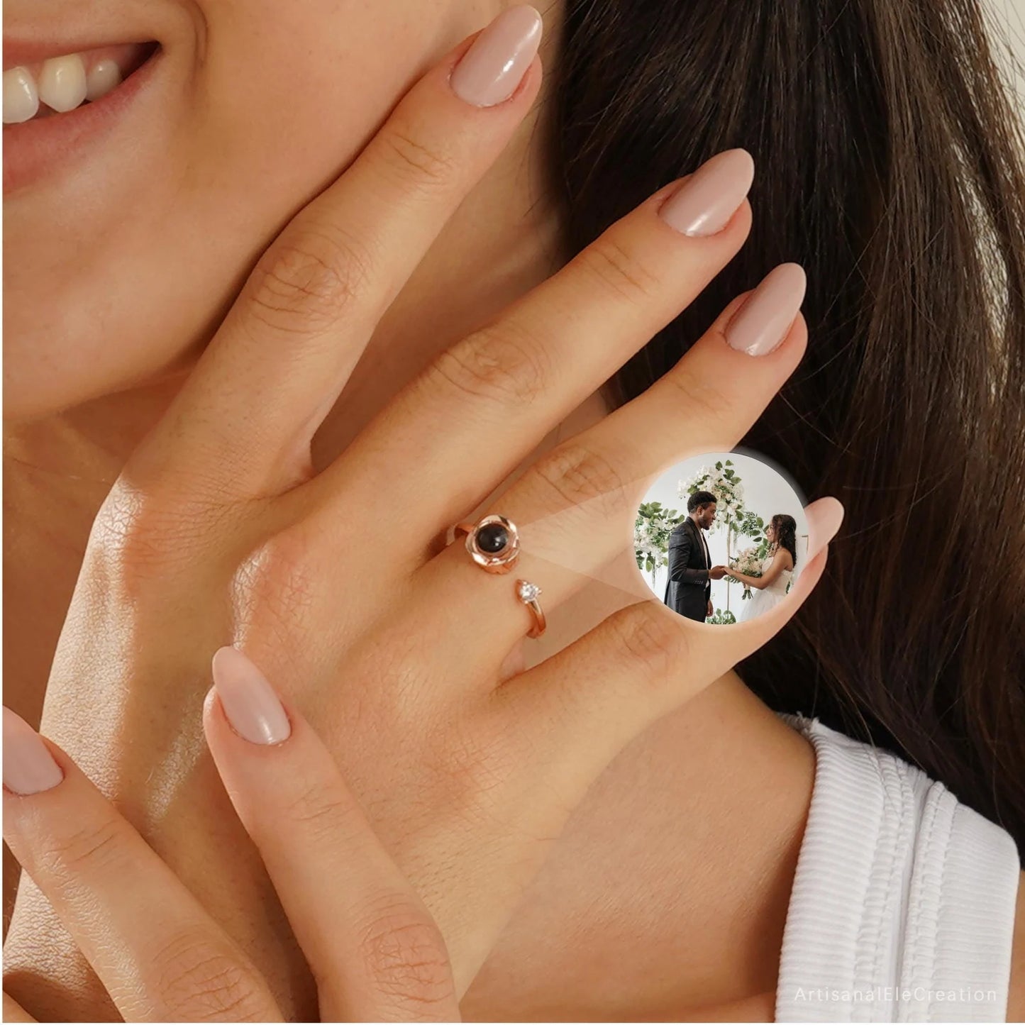 Adjustable Custom Photo Projection Ring