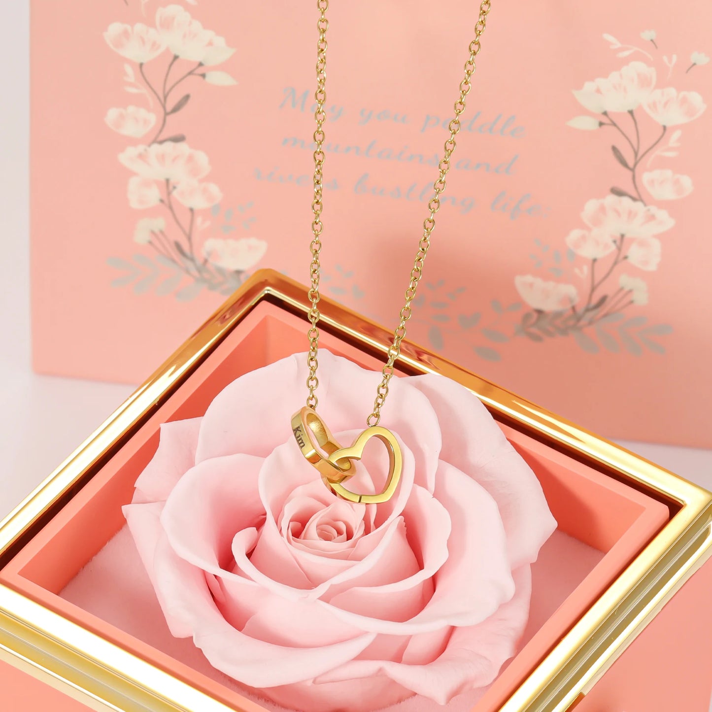 Rose Box Engraved Necklace
