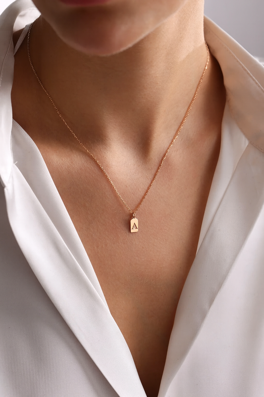 Minimalist Engraved Tag Necklace