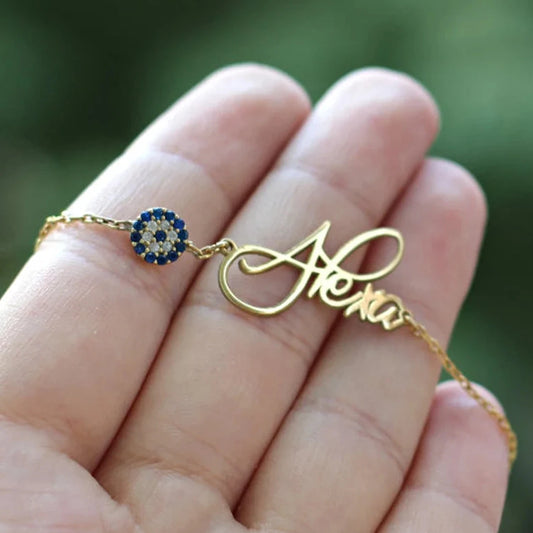 Personalized Evil Eye Name Bracelet