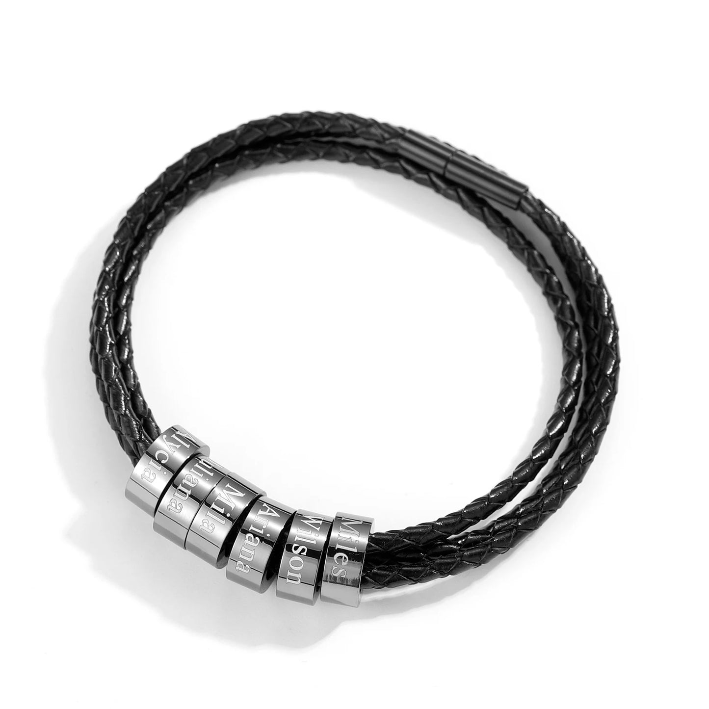 Personalized Men Bracelet Engraved Family Names