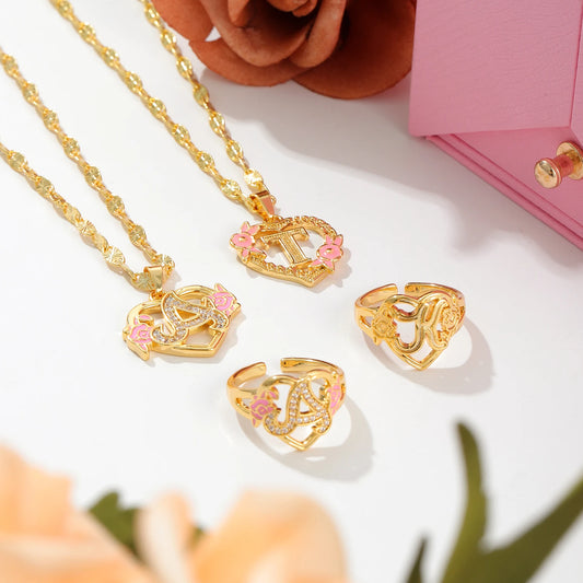 Customized Heart Chain & Heart Ring Adjustable with Rose Box