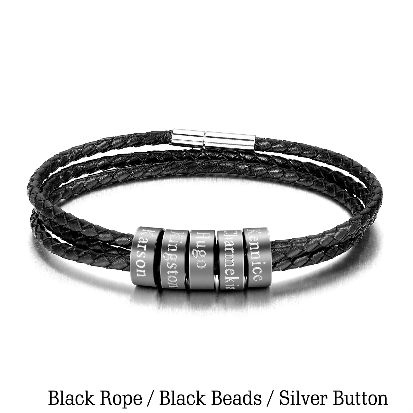 Personalized Men Bracelet Engraved Family Names