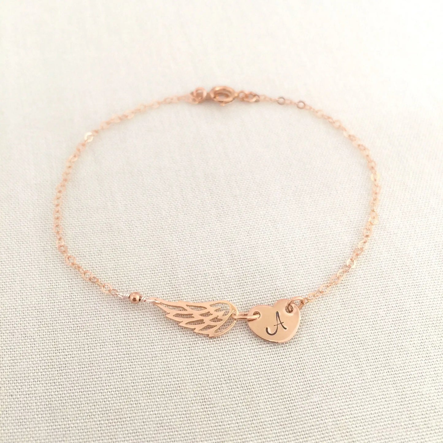 Angel Wing Initial Bracelet