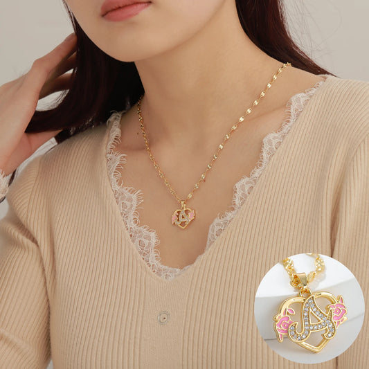 Customized Heart Chain & Heart Ring Adjustable with Rose Box