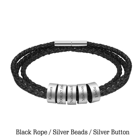 Personalized Men Bracelet Engraved Family Names