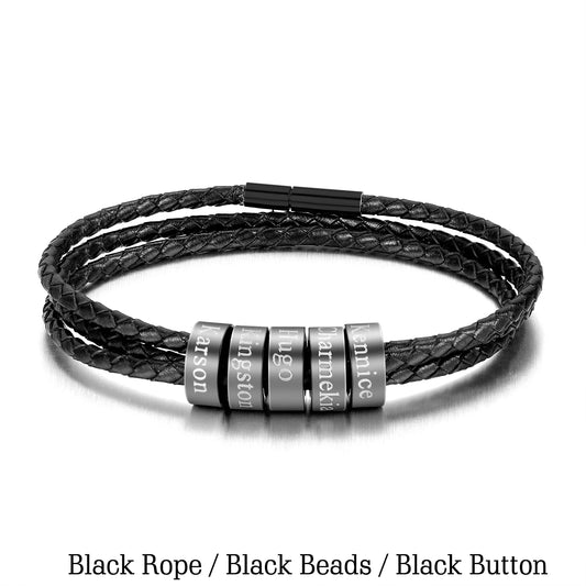 Personalized Men Bracelet Engraved Family Names