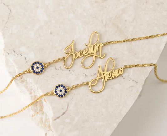 Personalized Evil Eye Name Bracelet