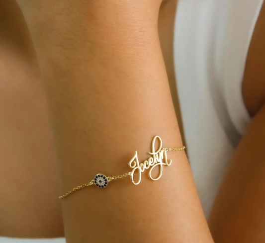 Personalized Evil Eye Name Bracelet