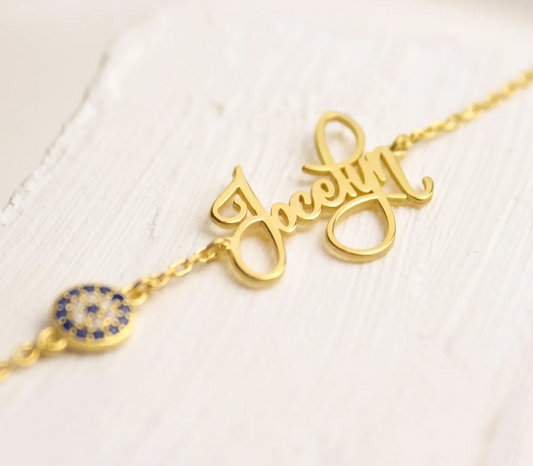Personalized Evil Eye Name Bracelet