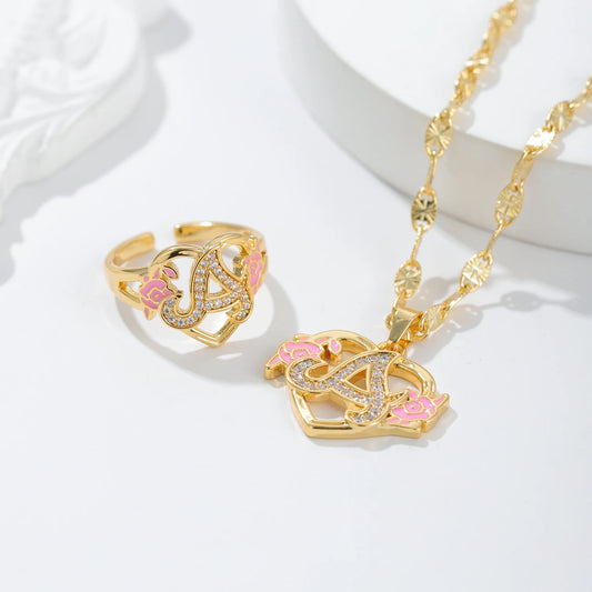 Customized Heart Chain & Heart Ring Adjustable with Rose Box