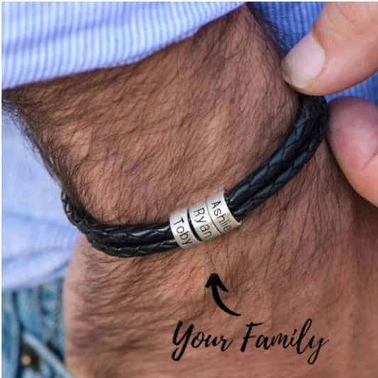 Personalized Men Bracelet Engraved Family Names