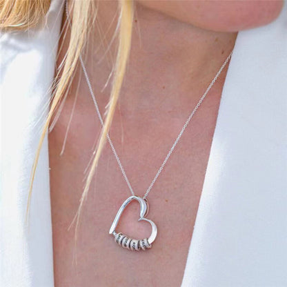 Mom Heart Necklace with Engraved Kids Names