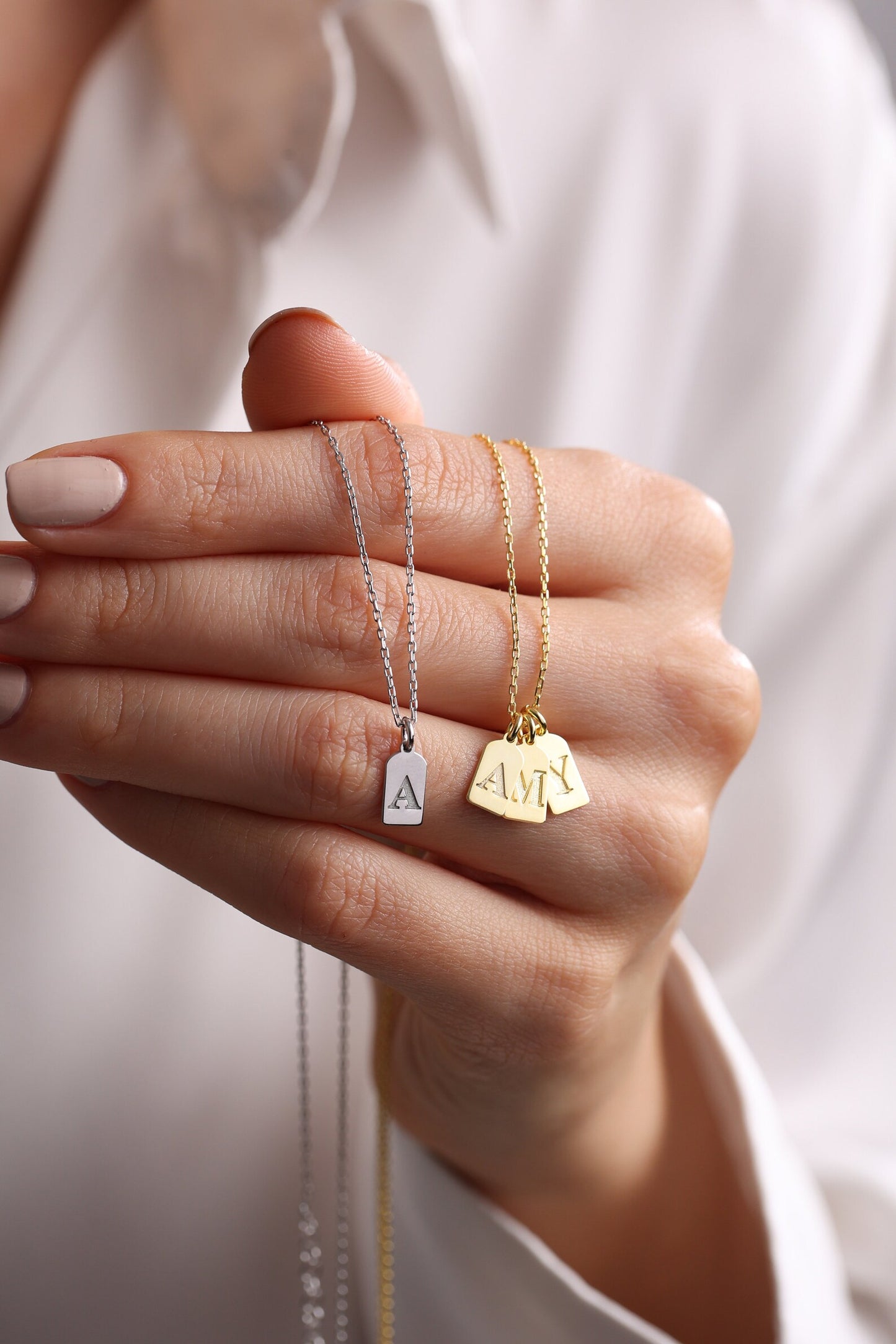 Minimalist Engraved Tag Necklace