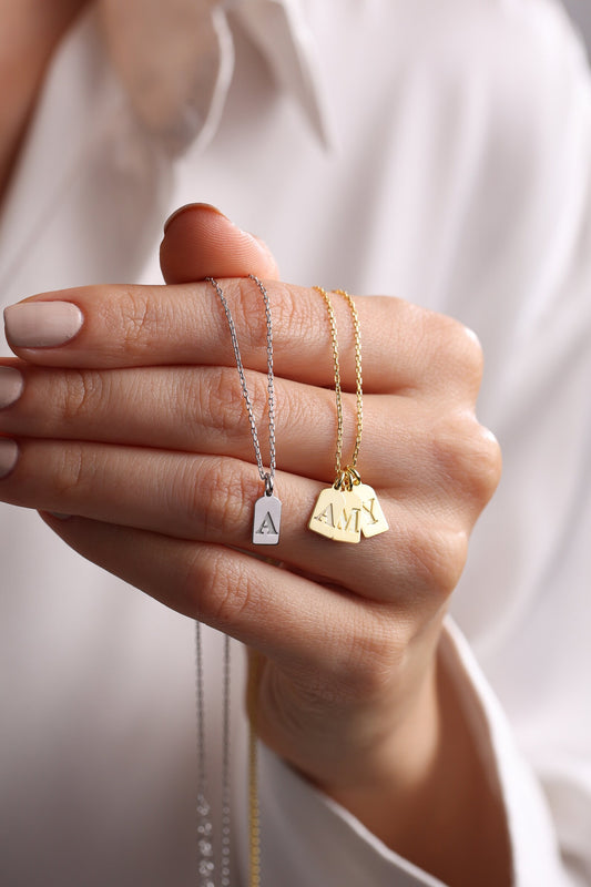 Minimalist Engraved Tag Necklace