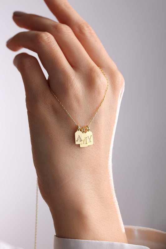 Minimalist Engraved Tag Necklace