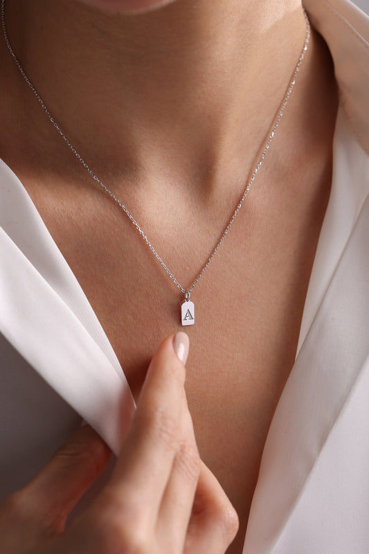 Minimalist Engraved Tag Necklace