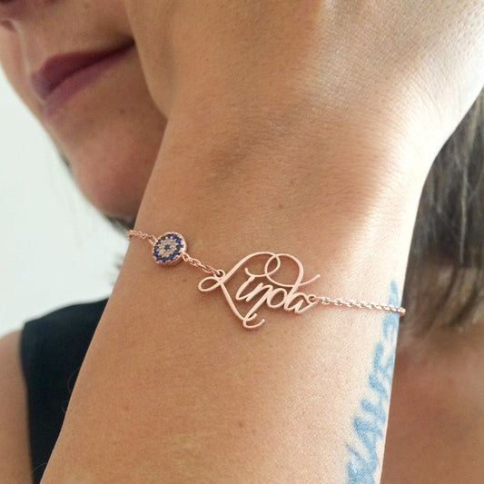 Personalized Evil Eye Name Bracelet