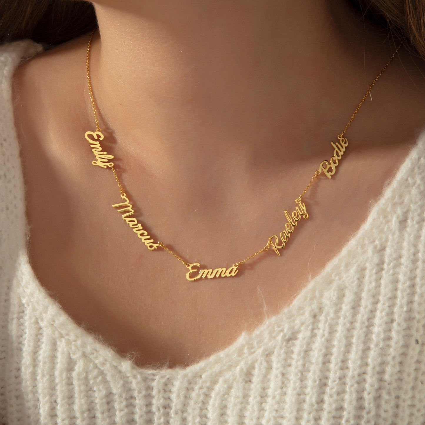 Personalized Multi Name Gold Necklace