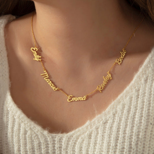 Personalized Multi Name Gold Necklace