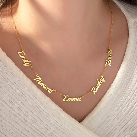 Personalized Multi Name Gold Necklace