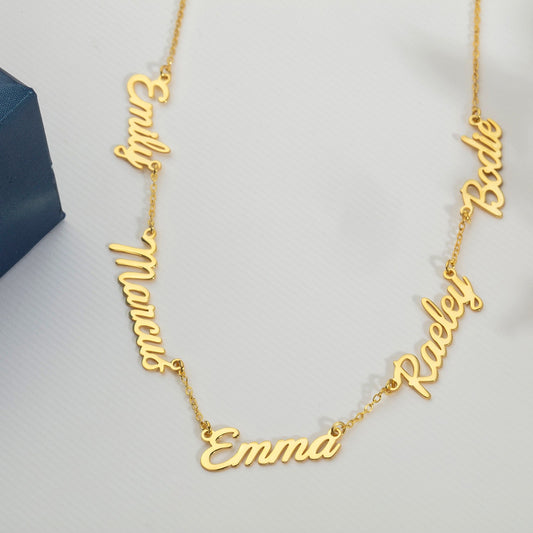 Personalized Multi Name Gold Necklace
