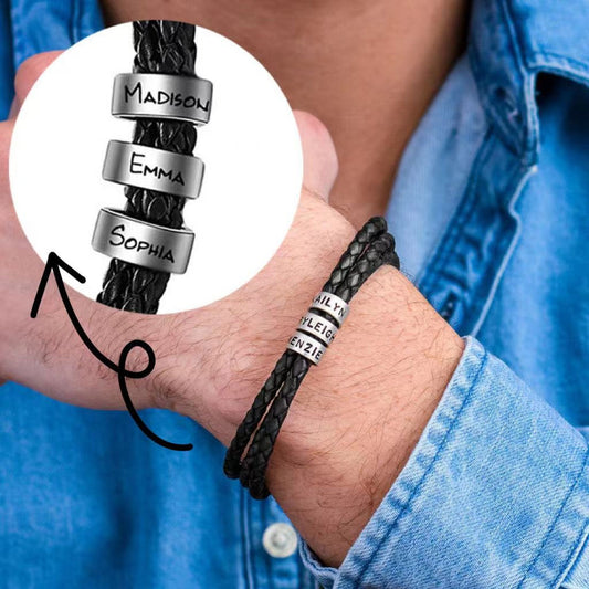 Personalized Men Bracelet Engraved Family Names