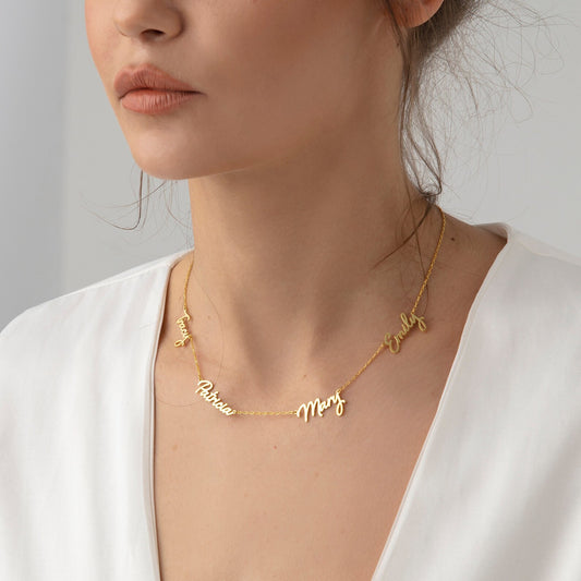 Personalized Multi Name Gold Necklace